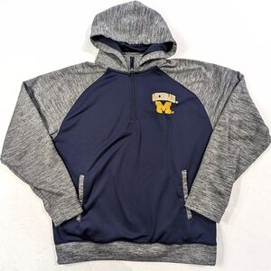 Michigan Wolverines Pro Edge Quarter Zip Pullover Hoodie Men's Large NCAA